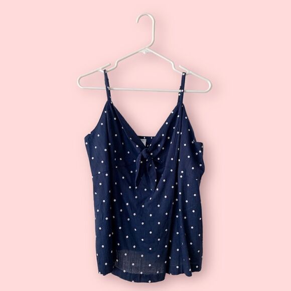 OLD NAVY Blue Polka Dot Spaghetti Strap Cami Top Size L Petite NWT - Picture 7 of 7